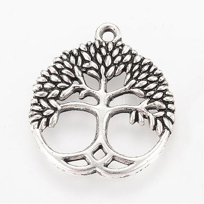 Tibetan Style Alloy Pendants TIBEP-Q064-35AS-RS-1