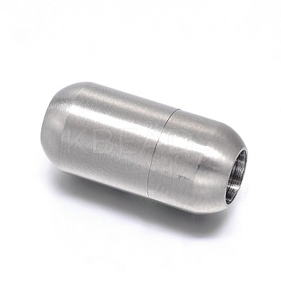 Tarnish Resistant Barrel 304 Stainless Steel Magnetic Clasps with Glue-in Ends STAS-D059-18B-1