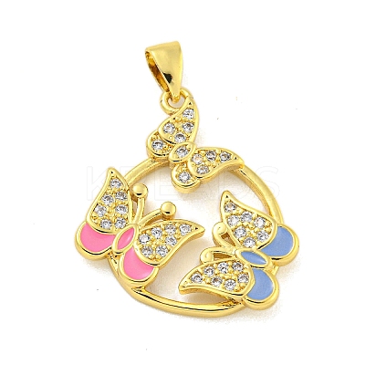 Brass Micro Pave Clear Cubic Zirconia Pendants KK-R159-10G-1