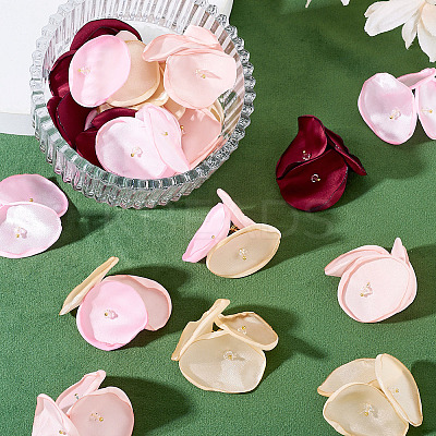 20Pcs 5 Style Silk Artificial Rose Flower Pendants PALLOY-TA00198-1
