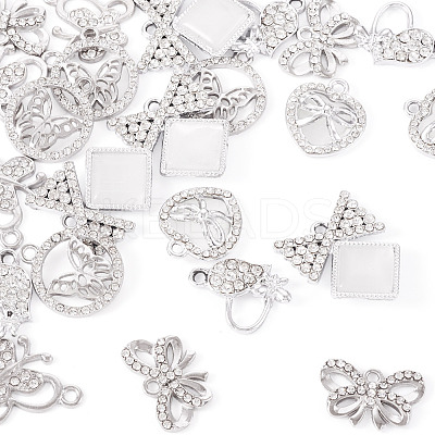 24Pcs 6 Styles Alloy Crystal Rhinestone Pendants FIND-TA0006-20P-1