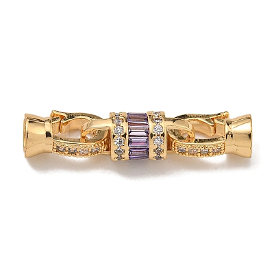 Brass Micro Pave Cubic Zirconia Fold Over Clasps KK-U037-43G-02-1