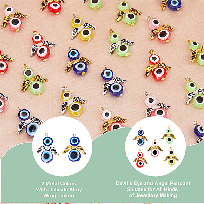 5 Sets Evil Eye Resin Bead Pendants FIND-FH0009-10-1