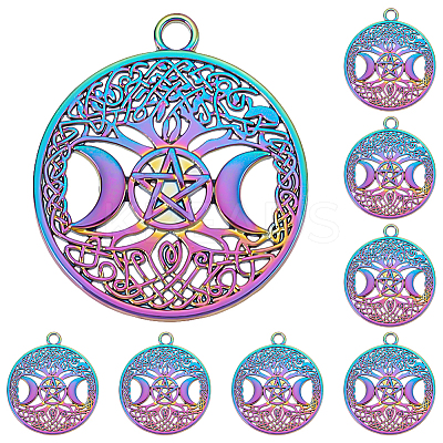 8Pcs Rainbow Color Alloy Pendants FIND-LP0001-39-1