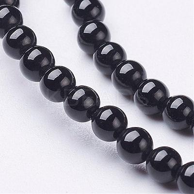 Natural Black Onyx Round Beads Strands GSR3mmC097-1