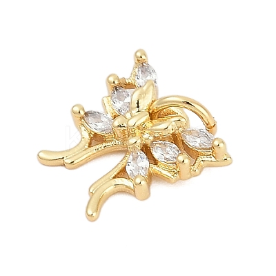 Brass Micro Pave Clear Cubic Zirconia Charms KK-G522-09G-1