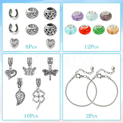 DIY Garden Theme Alloy & Brass European Style Bracelet Making Kits DIY-FS0007-26-1