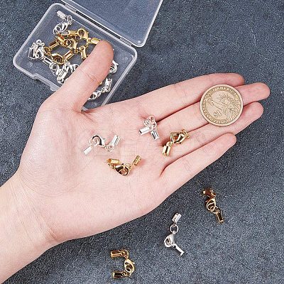 Rack Plating Brass Lobster Claw Clasps with Clip Ends KK-PH0035-34-1