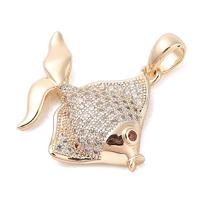 Brass Micro Pave Clear Cubic Zirconia Pendants KK-S388-10G-1