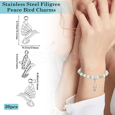 20Pcs 201 Stainless Steel Pendants STAS-BBC0005-60-1