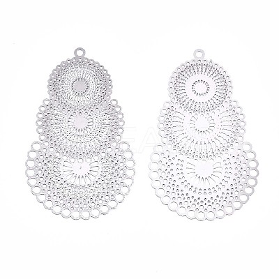 Tarnish Resistant 304 Stainless Steel Filigree Pendants LS-X-STAS-R102-10P-1