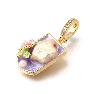 Brass Micro Pave Cubic Zirconia & Enamel Pendants KK-R222-16G-01-1