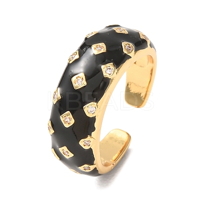 Brass Micro Pave Cubic Zirconia Cuff Open Rings CU-CBAB3AD-12G-01-1