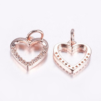 Long-Lasting Plated Brass Micro Pave Cubic Zirconia Charms ZIRC-F069-39RG-1