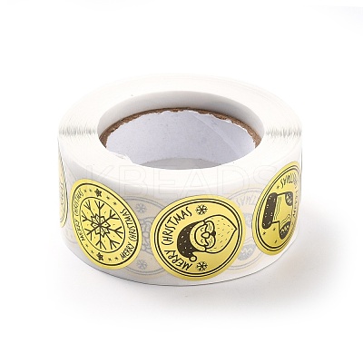 Christmas Themed Flat Round Roll Stickers DIY-B045-12-1