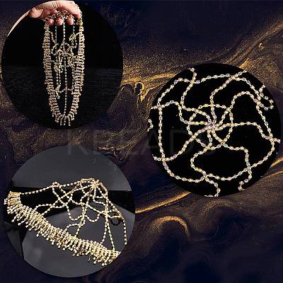 Alloy Rhinestone Mesh Headbands OHAR-WH20007-05G-01-1