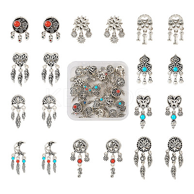 20Pcs 10 Styles Tibetan Style Alloy European Dangle Charms FIND-KS0001-30-1