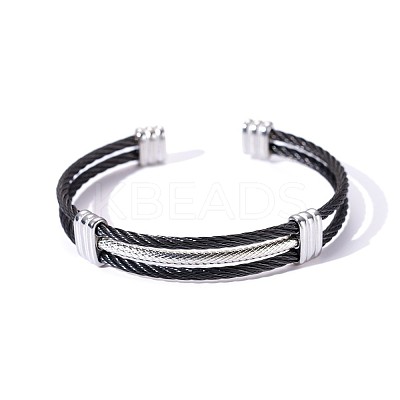 Braided 304 Stainless Steel Cuff Bangles for Men Women FS-WGA6616-03-1