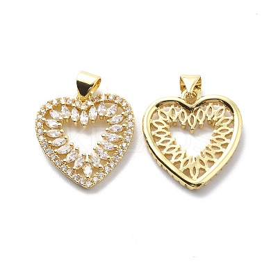 Brass Clear Cubic Zirconia Pendants KK-G446-09G-1