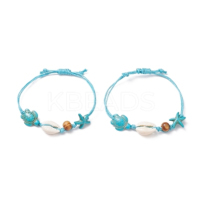 Adjustable Waxed Cotton Cord Braided Bracelets BJEW-JB04083-1
