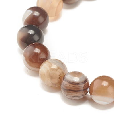 Natural Agate Round Beads Stretch Bracelet BJEW-JB07235-05-1