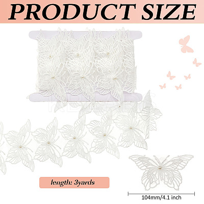 3 Yards Organza with Plastic Pearl Embroidery Lace Trim OCOR-MA0001-69-1