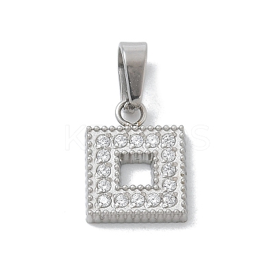 Ion Plating(IP) 304 Stainless Steel Micro Pave Cubic Zirconia Pendants STAS-Z107-06P-02-1