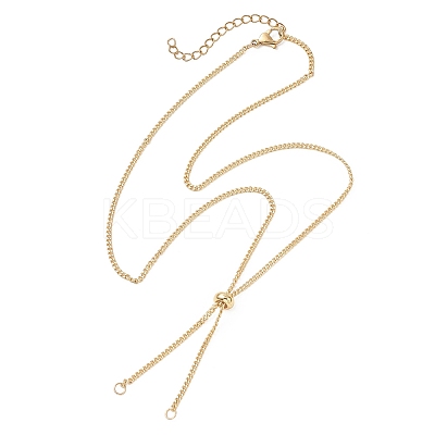 2MM Brass Curb Chain Slider Necklace Making AJEW-JB01545-03-1