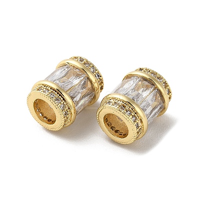 Brass Micro Pave Cubic Zirconia European Beads KK-F872-03G-1