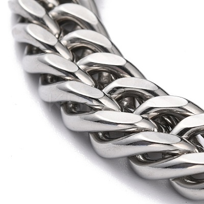 Tarnish Resistant 304 Stainless Steel Cuban Link Chain Bracelets STAS-A028-B064P-A-1
