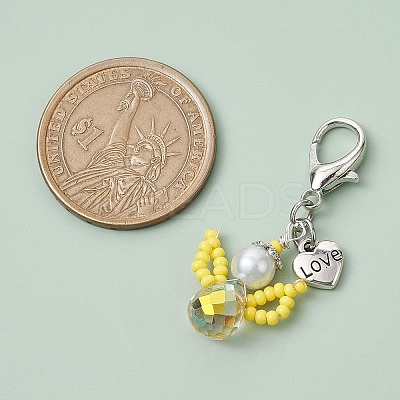 Angel Glass Seed Beads Pendant Decorations HJEW-MZ00109-02-1