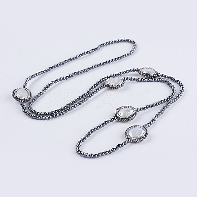 Non-magnetic Synthetic Hematite Beaded Necklaces NJEW-P207-16-1