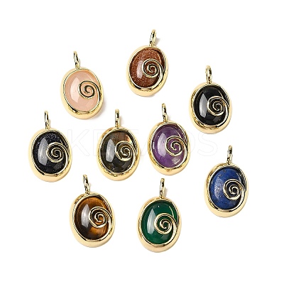 Natural & Synthetic Mixed Gemstone Oval Pendants G-K371-01G-1