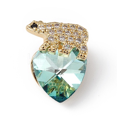 Real 18K Gold Plated Rack Plating Brass Micro Pave Clear Cubic Zirconia Pendants KK-C015-06G-12-1