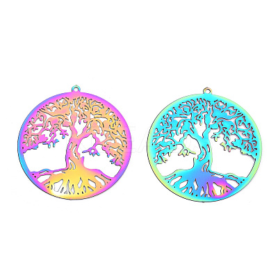 201 Stainless Steel Filigree Pendants STAS-TAC0018-04-1