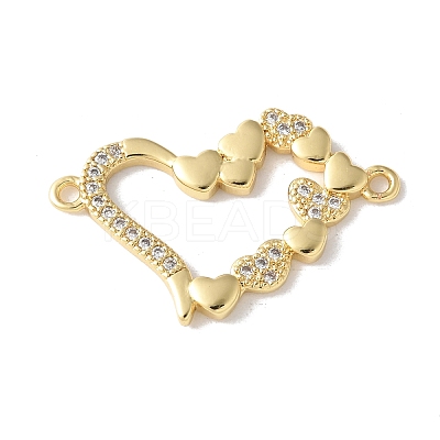 Brass Micro Pave Cubic Zirconia Heart Connector Charms KK-A252-28G-05-1