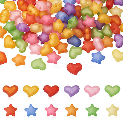 100Pcs 2 Style Frosted Acrylic Beads FACR-BT0001-01-1