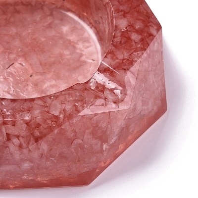 Resin with Natural Rose Quartz Chip Stones Ashtray DJEW-F015-07F-1