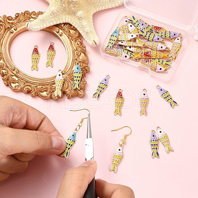 40Pcs 5 Colors Alloy Enamel Pendants ENAM-CJ0007-46-1