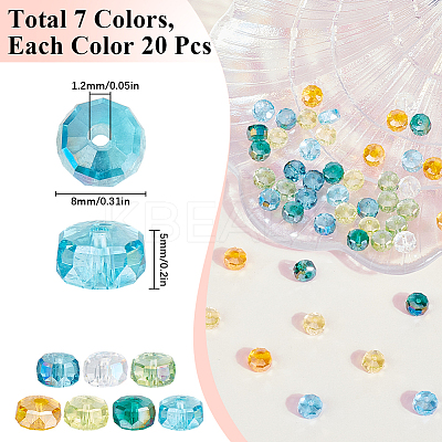 140Pcs 7 Style Electroplate Transparent Glass Beads Strands EGLA-SC0001-22-1