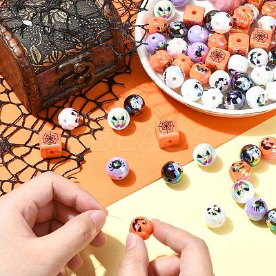 Halloween Theme Plating Acrylic Beads OACR-CJC0009-08-1