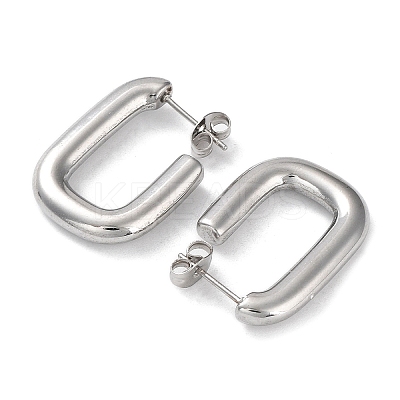 304 Stainless Steel Rectangle Ear Studs for Women X-EJEW-P234-04P-1