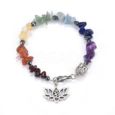 Natural & Synthetic Mixed Stone Charm Bracelets BJEW-JB04267-1