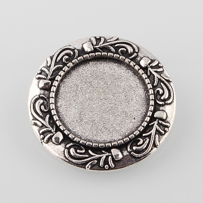 Vintage Alloy Brooch Cabochon Bezel Settings X-PALLOY-O038-32AS-1