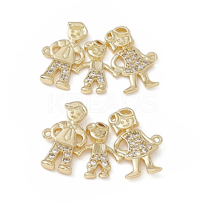 Brass Micro Pave Clear Cubic Zirconia Connector Charms KK-E068-VB362-1