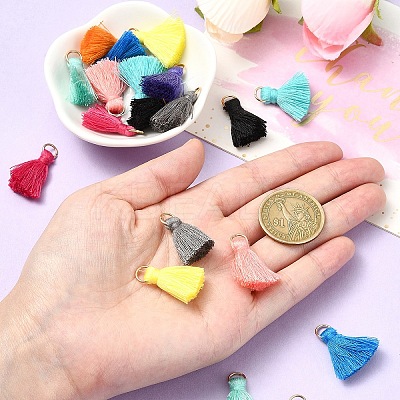 20Pcs 10 Colors Polycotton(Polyester Cotton) Tassel Pendant Decorations FIND-YW0004-57-1