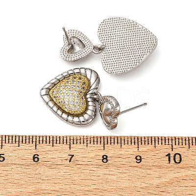 Brass Micro Pave Clear Cubic Zirconia Dangle Earrings EJEW-D322-01P-1