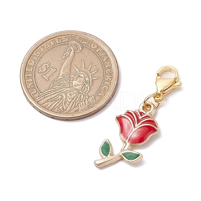 5Pcs Valentine's Day Alloy Enamel Pendant Decorations HJEW-JM02758-1
