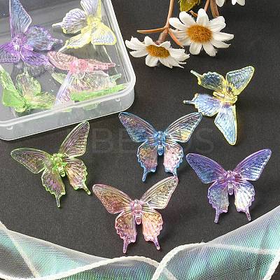 10Pcs UV Plating Rainbow Iridescent Transparent Acrylic Beads OACR-YW0001-43-1