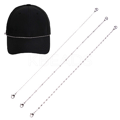 3Pcs 3 Styles 304 Stainless Steel Baseball Cap Chain Set AJEW-TA00027-1